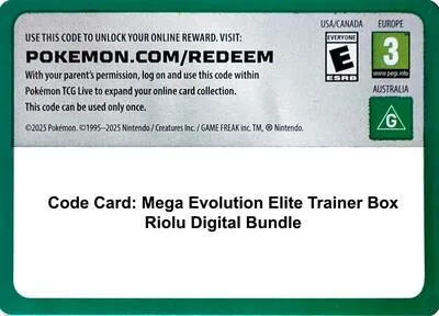 Code Card - Mega Evolution Elite Trainer Box Riolu Digital Bundle