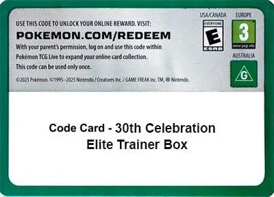 Code Card - 30th Celebration Elite Trainer Box