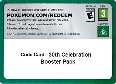 Code Card - 30th Celebration Booster Pack